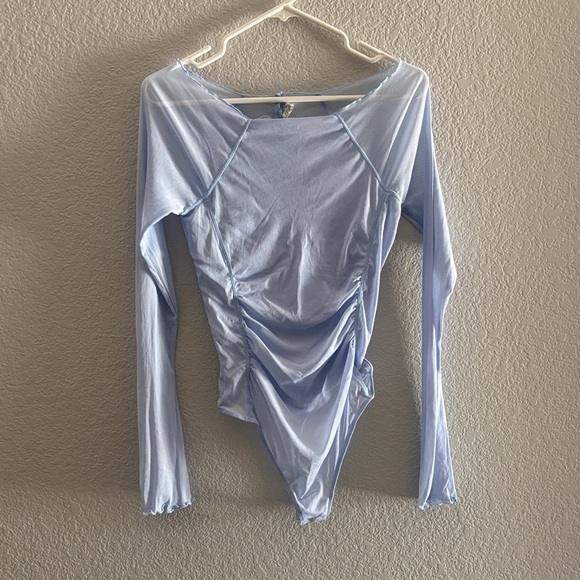 Free people mesh bodysuit Light Blue Long Sleeve Women's Top - Picture 1 of 5